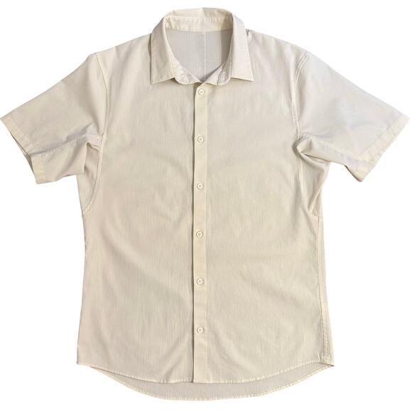 Lululemon Men’s Airing Easy Short Sleeve Shirt Heathered Lemon Chiffon Sz Small - Picture 1 of 10